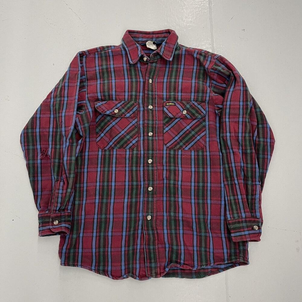 Vintage 70s OshKosh Red/Blue Plaid Cotton Flannel